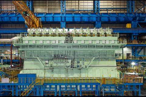 Dual-fuel engines such as this WinGD 12X92DF will be needed for tankers and bulk carriers to meet EEDI Phase 3 (Image: WinGD)